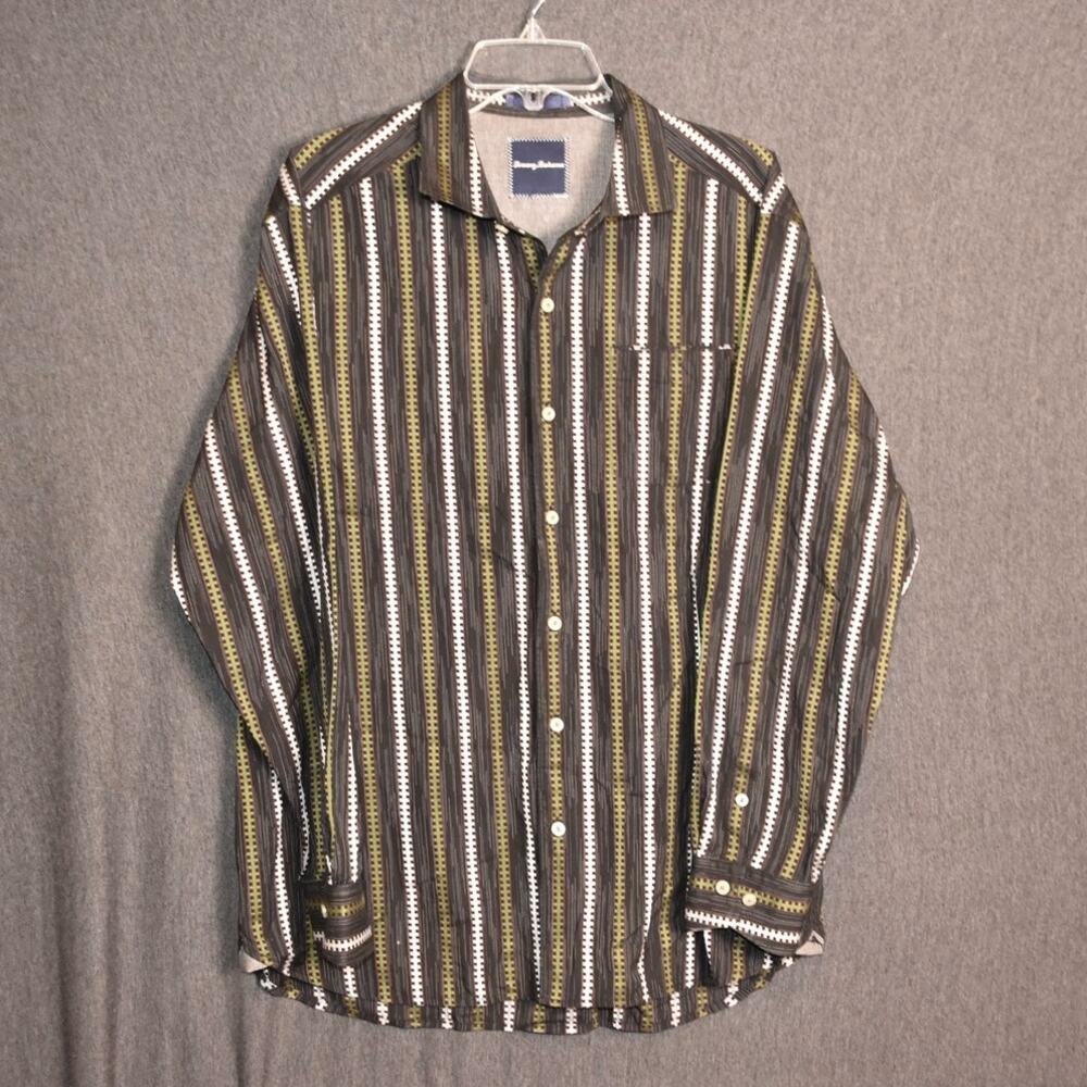 Tommy Bahama Men's Large Casual Button Up Long Sleeve Striped Shirt